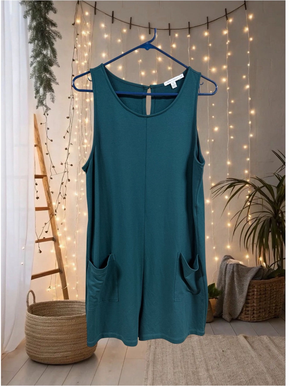 Threads 4 Thought Teal Sleeveless Pocket romper LP